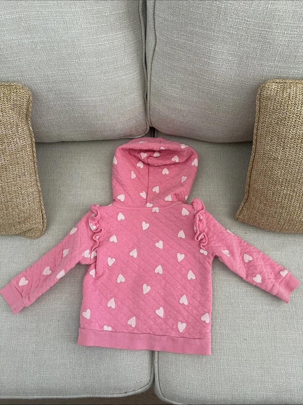 Carter's Pink Quilted Hoodie with White Hearts